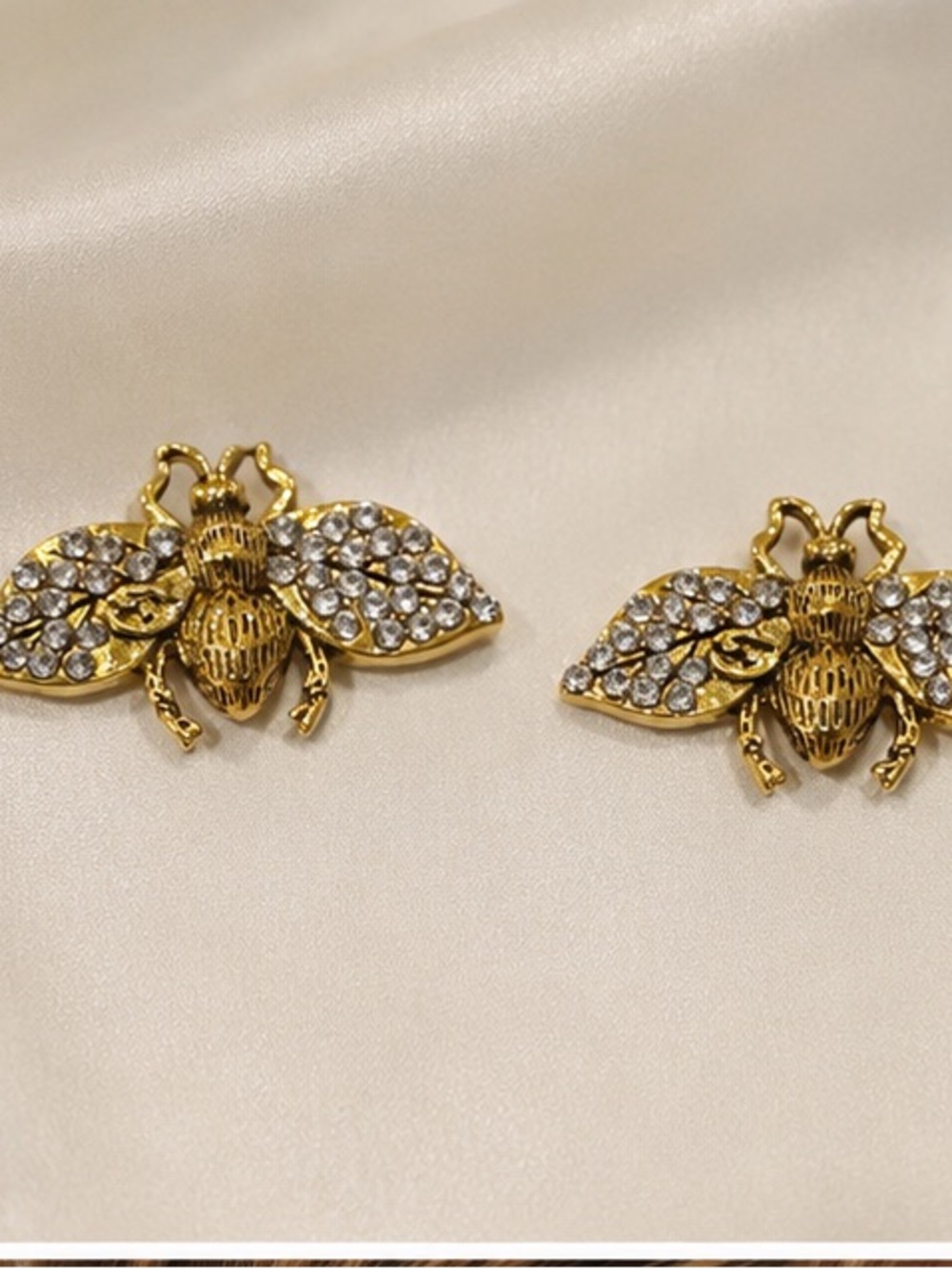 Designer Inspired Bee Crystal Stud Earrings - Women Jewelry